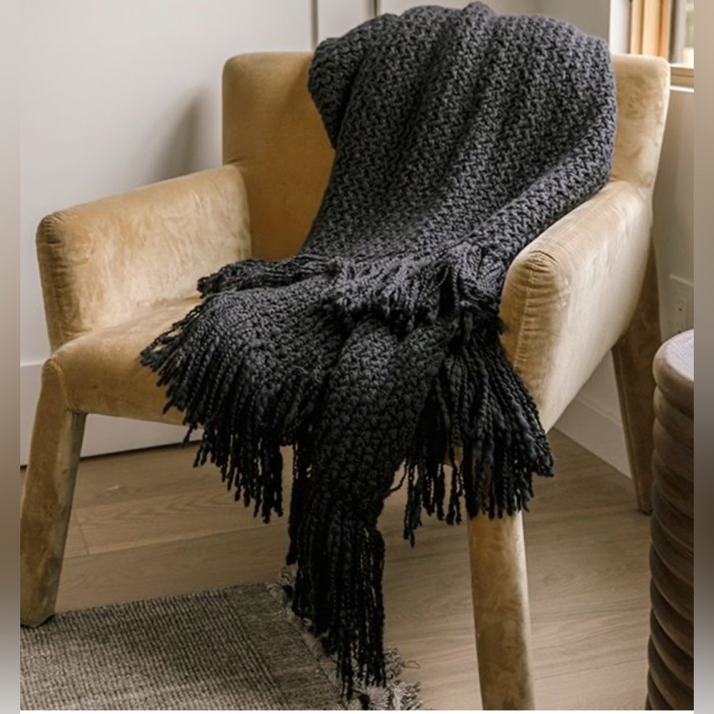 Nakedcashmere Sofia Sophia Cashmere Blanket * Ashley Stark * Black * Soft & Cozy